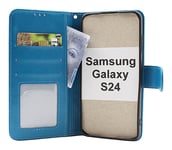 Flower Standcase Wallet Samsung Galaxy S24 5G (SM-S921B/DS) (Blå)