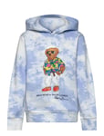 Tie-Dye-Print Polo Bear Fleece Hoodie Tops Sweat-shirts & Hoodies Hoodies Blue Ralph Lauren Kids