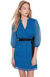 Trendyol Women's Woman Regular Ruffle Hem Polo Neck Woven Dress, Navy Blue, 10