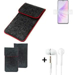 Cover for Oppo A77 5G dark gray red edges Sleeve + earphones