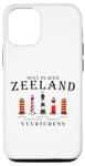 Coque pour iPhone 13 Zélande, côte de la mer du Nord Pays-Bas, phares dessin