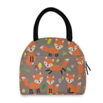 Animal Fox Flower Leaf Lunch Bag for Women Insulated Cooler Tote Bag Portable Lunch Box Bag for Children Girls Men Adult Work School Picnic