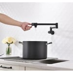 Robinets de cuisine,Robinet de cuisine pliable simple froid simple trou Pot de remplissage robinet mural évier robinet - Type black