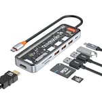 Tiergrade Hub USB C, Adaptateur 7 en 1 USB C vers HDMI avec HDMI 4K, PD 100 W, 3 Ports USB-A, Lecteur de Carte TF/SD, Station d'accueil USB C pour MacBook Air/Pro et Plusieurs appareils de Type C