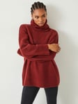 HUSH Meryl Wool Blend Roll Neck Jumper, Henna Brown