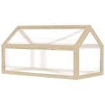 Kallram i trä, miniväxthus 90 x 52 x 49,5 cm, växthus med lock, genomskinlig kallramslåda, vintertät högbädd för trädgård, balko