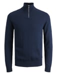 Jack & J S Jjeemil Knit Half Zip Noos Marinblå