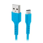 SBS Câble de chargement et de données USB-A vers USB-C 1,5 m avec finition anti-nœuds/câble de données pour Samsung, Oppo, Huawei, Xiaomi, MacBook, iMac, pc, tablette, bleu clair