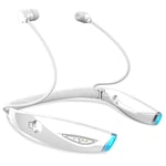 RTYU Wireless Sport Headphones Waterproof FOLDABLE Portable Bluetooth Headset with Microphone Neck wear Stereo Earphone (Color : White)