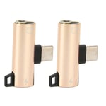 2st USB C till 3.5mm Ljudadapter 2 i 1 Typ C 3.5mm Lyssna på Musik Medan Du Laddar Tålig ABS USB C till Ljuduttag Guld