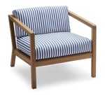 Fritz Hansen - Virkelyst Chair, Teak, Fossflakes Padding, Outdoor Textile / Sea Blue Stripe
