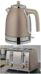 Paradise HomeStore CHAMPAGNE SPARKLE KETTLE AND 4 SLICE TOASTER KITCHEN SET