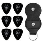 Skyrim Porte-clés en cuir avec 6 médiators Cadeau idéal pour tous les joueurs de guitare homme et femme