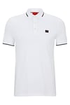 HUGO Mens Deresino232 Cotton-piqué Slim-fit Polo Shirt with red Logo Label
