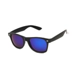 Wayfarer Solglasögon Svarta Blå Spegelglas + Senil Snodd Svart