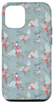 Coque pour iPhone 12/12 Pro Beau oiseau et fleurs bleu joli floral nature turquoise