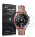 Youniker 4 Pack Compatible with Samsung Galaxy Watch 3 41mm Screen Protector Tempered Glass for Galaxy Watch 3 41 MM Smartwatch Screen Protectors Cover Anti-Scratch Anti-Fingerprint Bubble Free