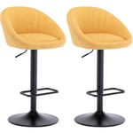 Wahson Office Chairs - Chaise de bar Lot de 2 Tabouret de Bar avec Repose-Pieds Chaise Haute Cuisine Réglable pour Bar, en Tissu, Jaune