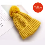 Baby Knitted Hat Hair Ball Cap Warm Hats Yellow