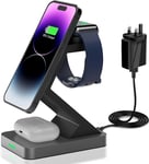 3-In-1 Magnetic Wireless Charger Compatible with Mag-Safe Charger - 15W Fast Cha
