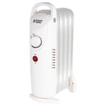 Russell Hobbs 650W Oil Filled Radiator, 5 Fin Portable Electric Heater - White