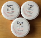 3 x 75ml Dove Nourishing Body Care Beauty Cream Deep Moisturising No Greasy Feel