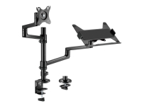 Gembird MA-DA-04 - Monteringssats (anteckningsboksfack, arm för bordsmontering) - justerbar arm - för bildskärm/bärbar dator - plast, aluminium, stål - svart - skärmstorlek: 17-32
