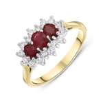 18ct Yellow Gold 0.73ct Ruby Diamond Vintage Cluster Ring