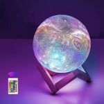 12cm Månlampa med Fjärrkontroll, Stjärnklar Himmels Dekorativ Lampa 3d Månkonst Led Rgb Månlampa, Portabel Nattlampa med Dimmer, 16 Ljusfärger