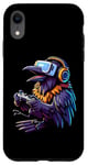 Coque pour iPhone XR Crow Bird Gamer Casque de jeu vidéo