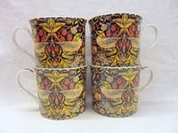 Set of 4 China Palace Mugs in William Morris Birds Tapestry Design