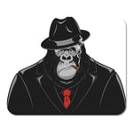 Mousepad Computer Notepad Office Red Gorilla Monkey in Suit Gangster Mafia Ape Funny Home School Game Player Computer Worker Inch