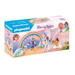 PLAYMOBIL - Princess Magic - Cheval ailé à décorer avec princesse, chevalier et arc-en-ciel - Dès 4 ans