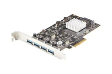 StarTech.com 4-Port USB PCIe Card - 10Gbps USB 3.1/3.2 Gen 2 Type-A PCI Express Expansion Card - 2 Controllers - 4xUSB - Windows/Mac/Linux - USB-adapter - PCIe 3.0 x4 - USB 3.1 Gen 2 x 4