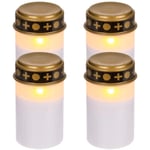 Gravlykta LED / Ljus - Ljus för gravar 1200 timmar - Välj kvantitet! White 4-Pack
