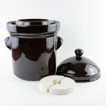 Zaklady Ceramiczne Boleslawiec (Brown) 5L Ceramic Fermentation Crock / Pot for Fermenting Sauerkraut & Kimchi