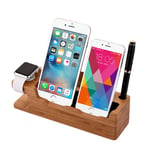 MOZOWO Bamboo Wood Multifunction Desktop Charger Stand Charging Dock/Station/Cradle/Holder Compatible iPhone XS MAX XR X 8 7 6 6S Plus Apple Watch 2 3 4 / iWatch 38mm & 42mm All Models Smartphones