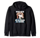 Ugh Fine I Guess You Are My Little Pogchamp Meme Anime Girl Zip Hoodie