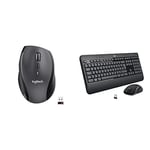 Logitech M705 Marathon Wireless Mouse - Black & MK540 Advanced Wireless Keyboard and Mouse Combo for Windows, 2.4 GHz Unifying USB-Receiver, Multimedia Hotkeys - Black