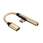 Type-c To 3.5 Mm Adapter 2 In 1 Charging Cable Audio Convertor Gold