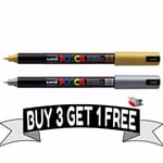 Posca Marker Pen Pc-1mr "gold & Silver Set" 1 Of Each Colour - Buy 3 Get 1 Free