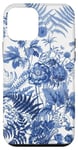 Coque pour iPhone 12 mini Bleu Toile Floral Bleu Botanique Nature Floraison