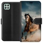 Samsung Galaxy A22 5G Musta Lompakkokotelo Springande Häst