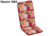 Best Basic-Line 1863 Coussin de Chaise à Dossier Haut en Coton avec Motifs Assortis Rouge 120 x 50 x 6 cm