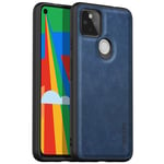 NC Amosry Compatible with Google Pixel 5A Case, Premium PU Leather Complete Protection Case, Retro Leather Texture, for Google Pixel 5A (Gentleman Blue)