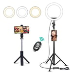 AJH LED Ring Light 10 Inches withTripod Stand for Live Streaming YouTube Video Dimmable Desk Makeup Ring Light for Photography Shooting with 3 Light Modes 10 Brightness