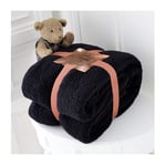 Teddy Bear Throws Blanket Double Size Bed Chair Sofa Super Soft Warm Cozy Fluffy Large Fleece, 130 x 180 cm, Black