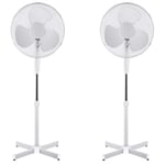 Bravich 2 X 16-Inch Pedestal/Stand, Portable Fan for Home or Small/Large Office, 3 Speed Settings, Sturdy Base, Easy-to-Use Key Switch, Ideal Cooling System-White Twin Pack