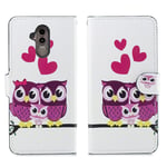 Huawei Mate 20 Lite pattern printing leather flip case - Sweet Owl Family