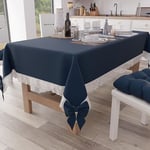 PETTI Artigiani Italiani - Nappe Rectangulaire Tissu avec Dentelle de Saint-Gall, Nappes de Table en Coton 6 Places, 140x180 cm, Bleu Nuit, Accessoires De Cuisine 100% Made in Italy
